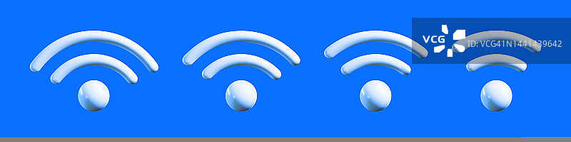3d wifi图标设置。互联网无线移动热点的象征。Wi - fi web网络信号区图片素材