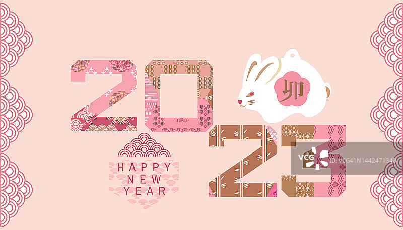 2023年日本新年贺卡(Nengajo)模板。图片素材