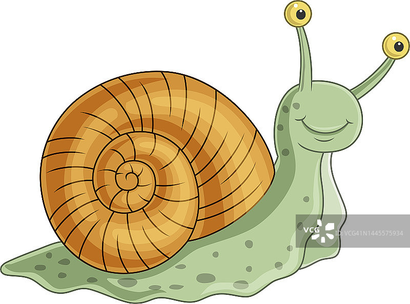 孤立在白色背景上的卡通蜗牛图片素材