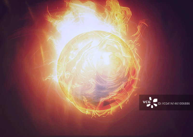 燃烧火球的3d插图图片素材