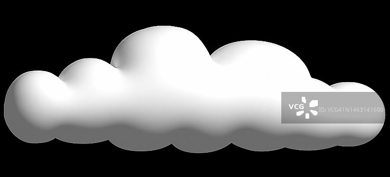 三维卡通云孤立的黑色背景。图片素材