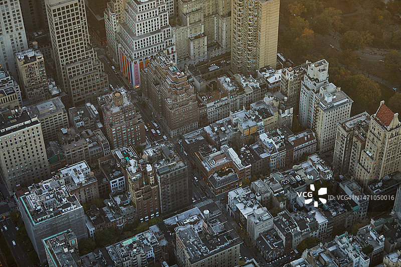 纽约曼哈顿中央公园附近住宅的航拍照片图片素材
