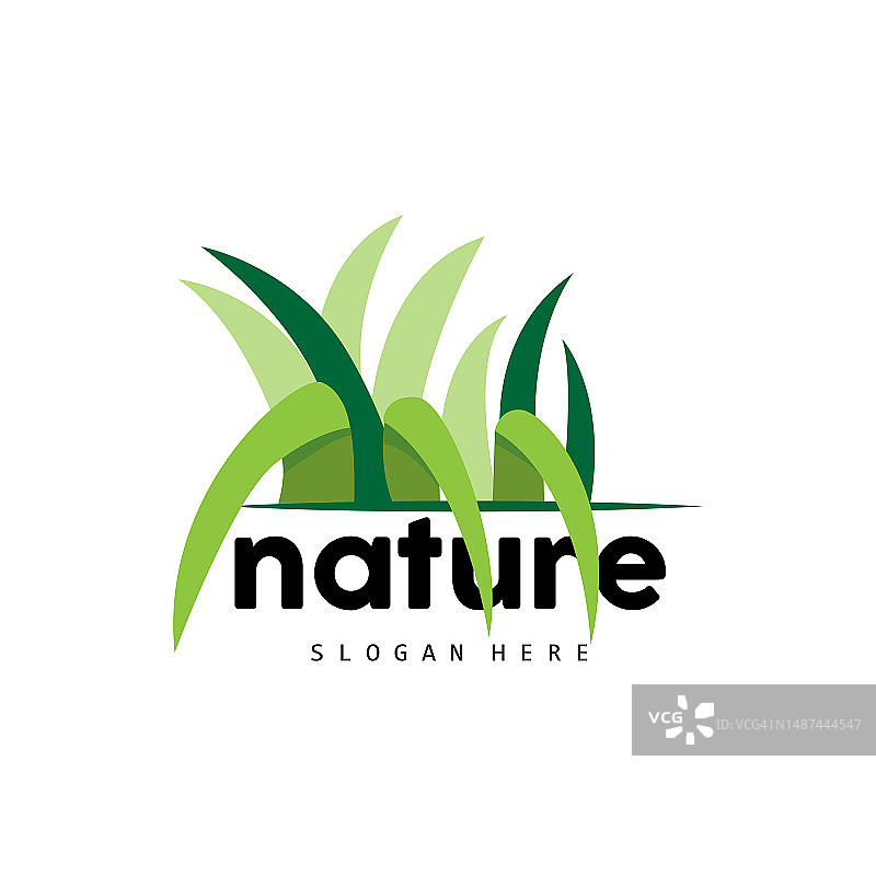 绿色的草标志，自然植物矢量，农业叶片简单的设计，模板图标说明图片素材