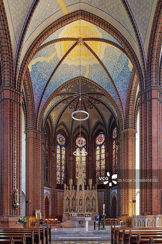 圣詹姆斯大教堂，QR码天花板绘画，Helge Warme, Goerlitz，萨克森，德国图片素材