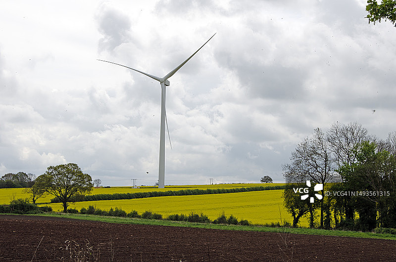 英国，天空衬托下的田野风景图片素材
