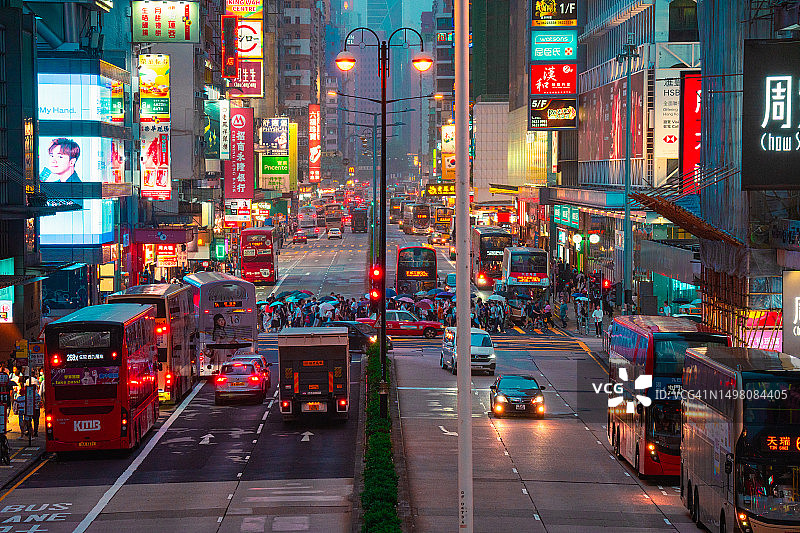 香港夜间街道图片素材