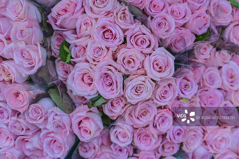 鲜花市场的全框玫瑰花束图片素材