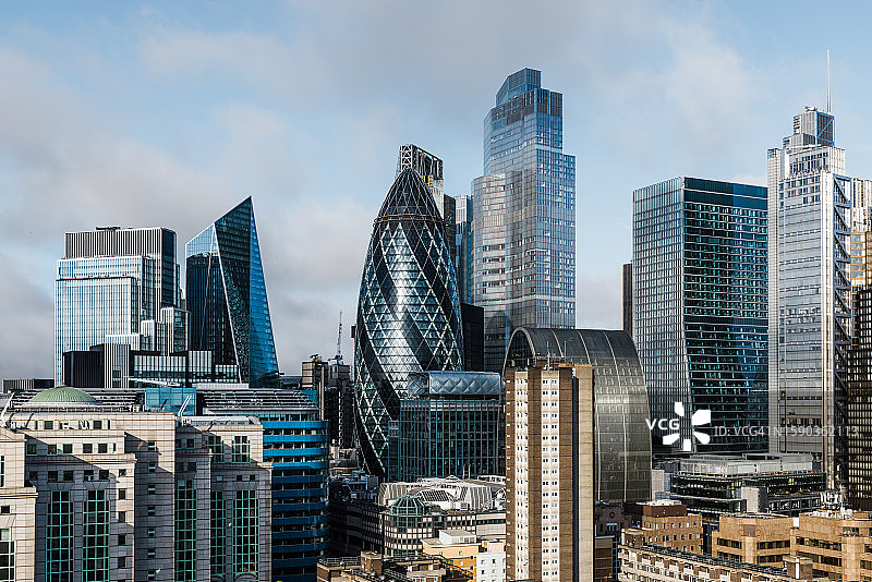 伦敦天际线与伦敦摩天大楼，高角度的看法，英国，英国图片素材