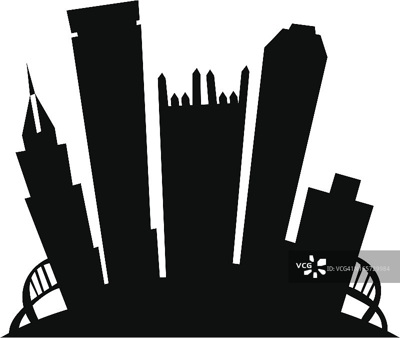 匹兹堡卡通城市剪影图片素材