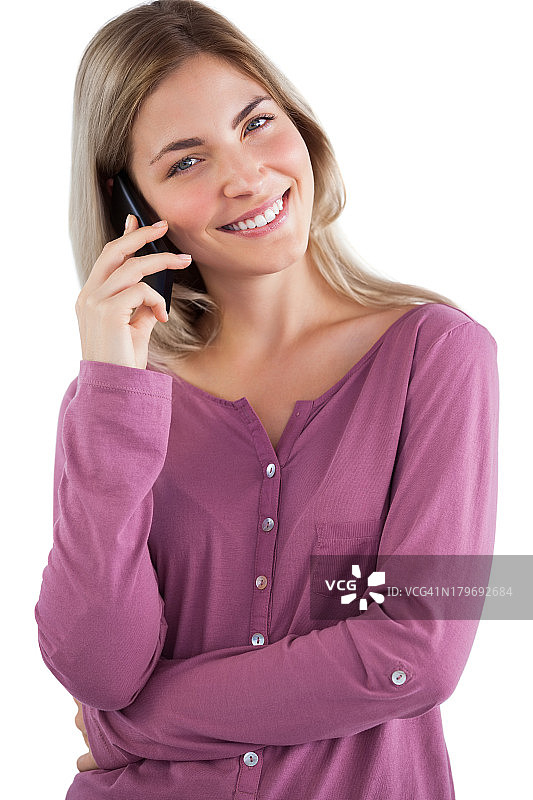 微笑的女人使用手机图片素材