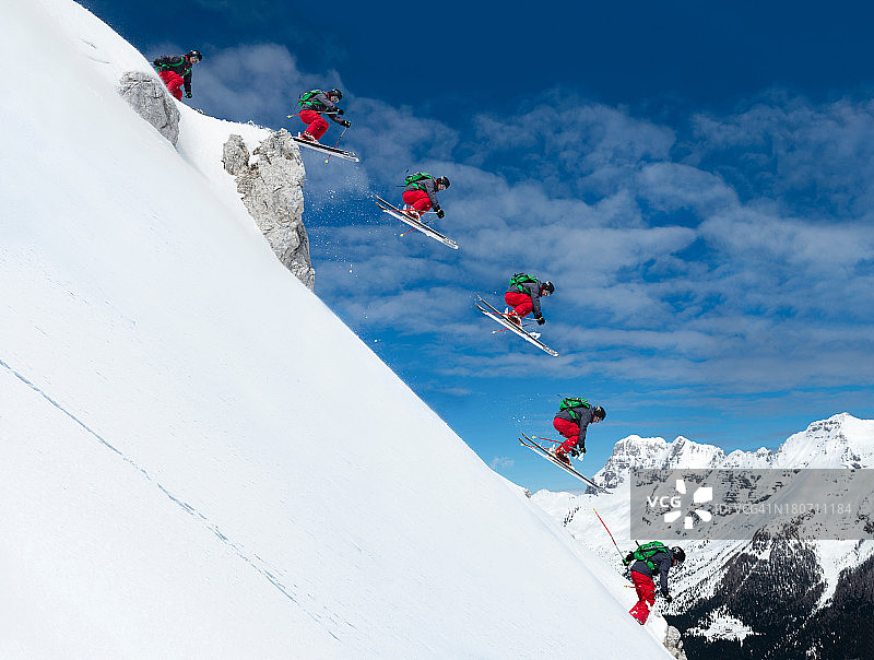 多图像的免费滑雪跳过岩石图片素材