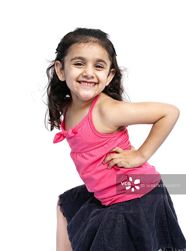时尚开朗的小印第安女孩孤立在白色图片素材