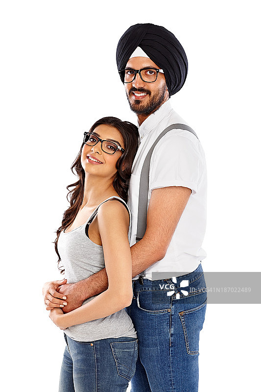 美丽的印度夫妇在白色图片素材