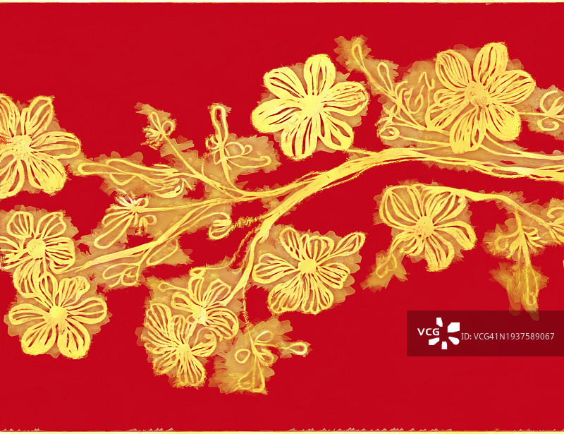 金色和红色的花朵设计渲染图片素材