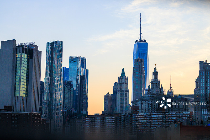 纽约，曼哈顿的日落图片素材