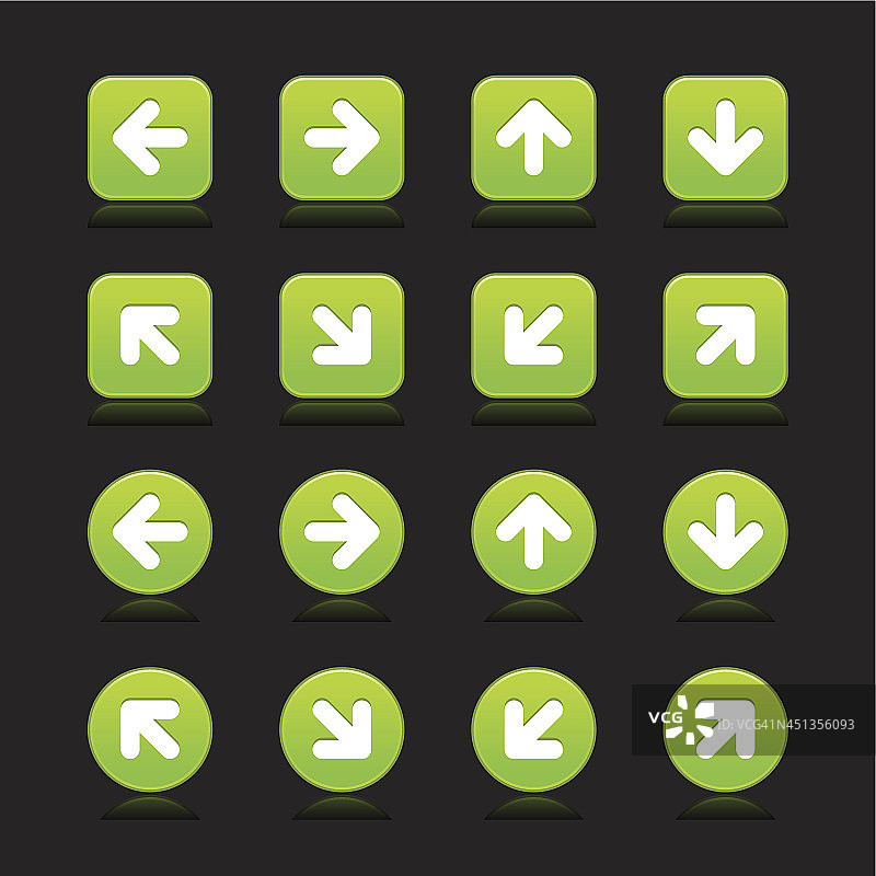 绿色箭头标志方向图标导航按钮正方形圆形形状图片素材