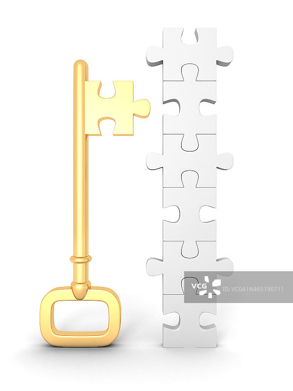 金钥匙用拼图成功经营理念图片素材