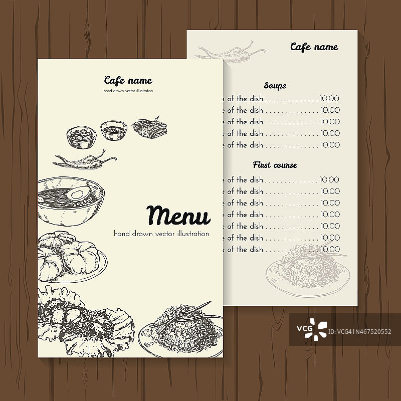 餐厅或咖啡厅菜单图片素材