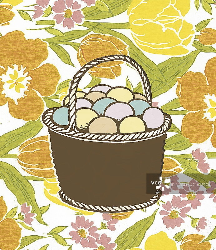 复活节彩蛋篮子图片素材