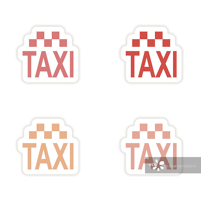 在纸出租车上装配现实的贴纸设计图片素材