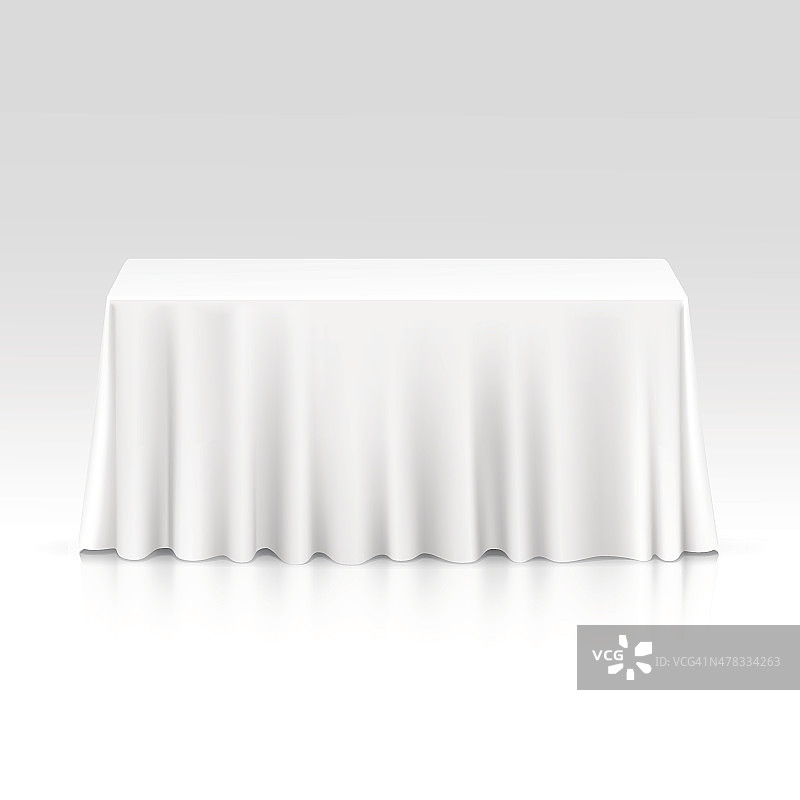 矢量空矩形桌子与桌布隔离在白色背景图片素材