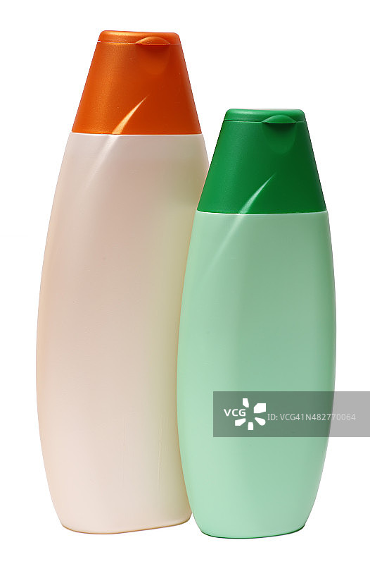 塑料瓶与洗发水或卫生化妆品，隔离图片素材