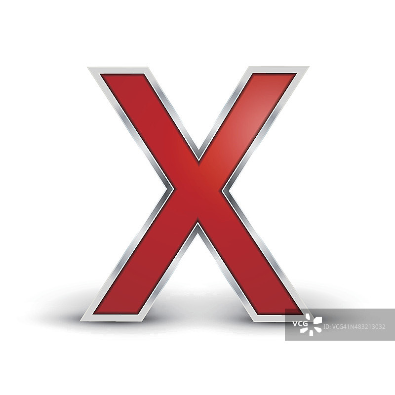 3d红色金属字母X图片素材