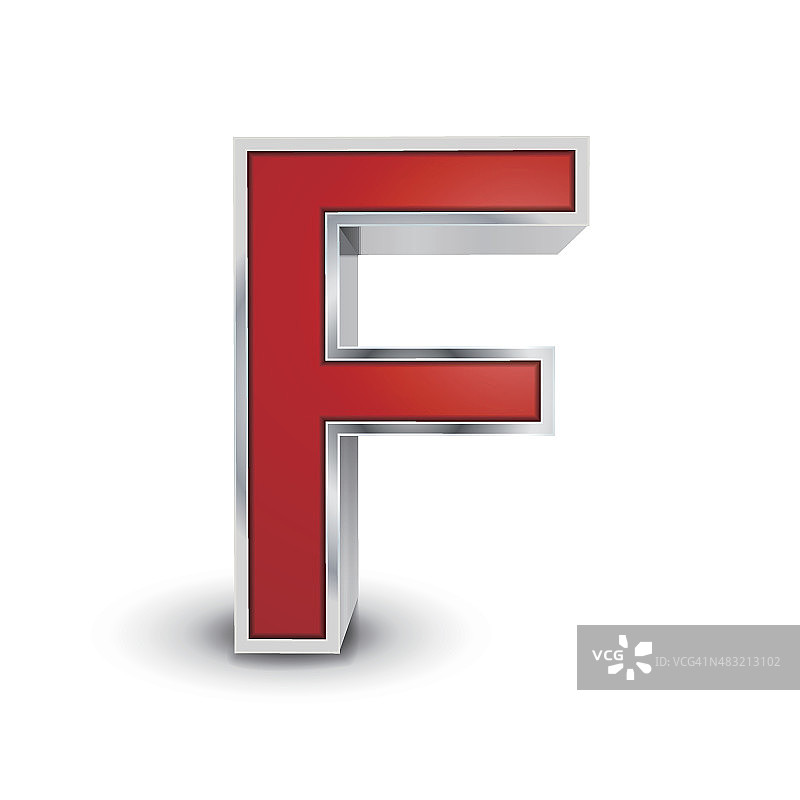 3d红色金属字母F图片素材