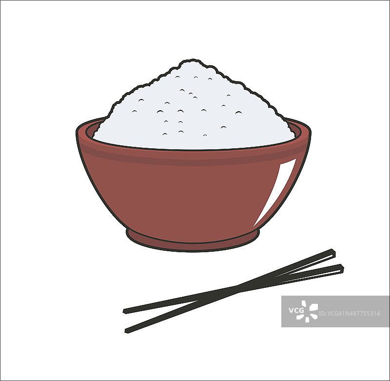 米饭在碗简单的插图图片素材