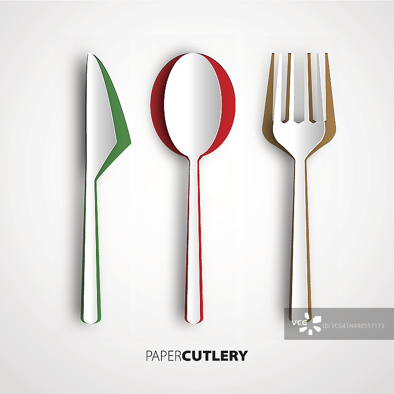 剪纸餐具，矢量餐厅卡菜单设计图片素材