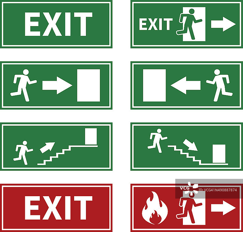 紧急消防出口标志图片素材