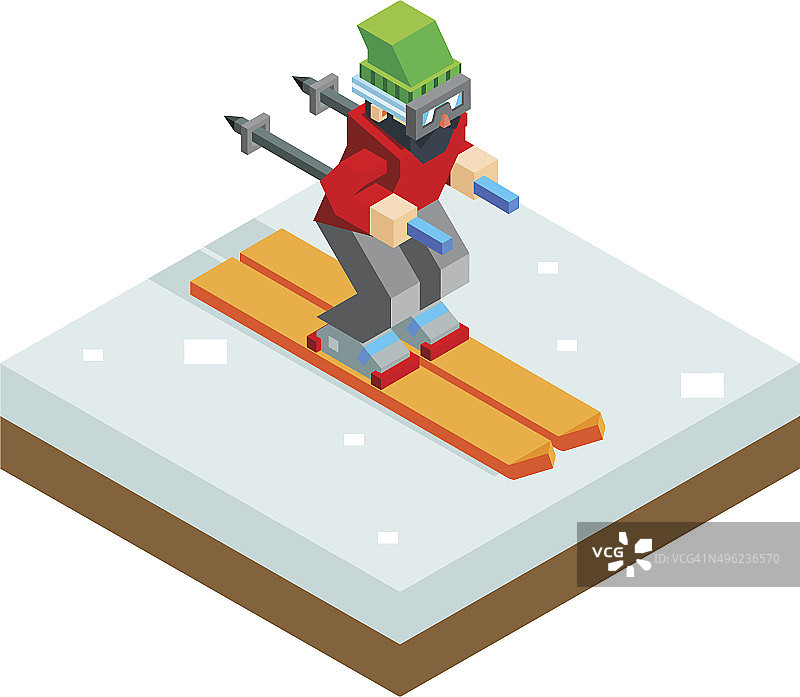 滑雪场假日滑雪者等距3d图标符号雪背景图片素材