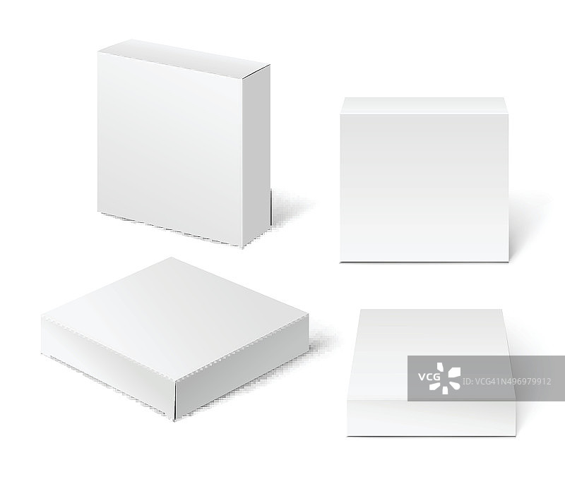 白色硬纸板箱。插图孤立在白色的背面图片素材