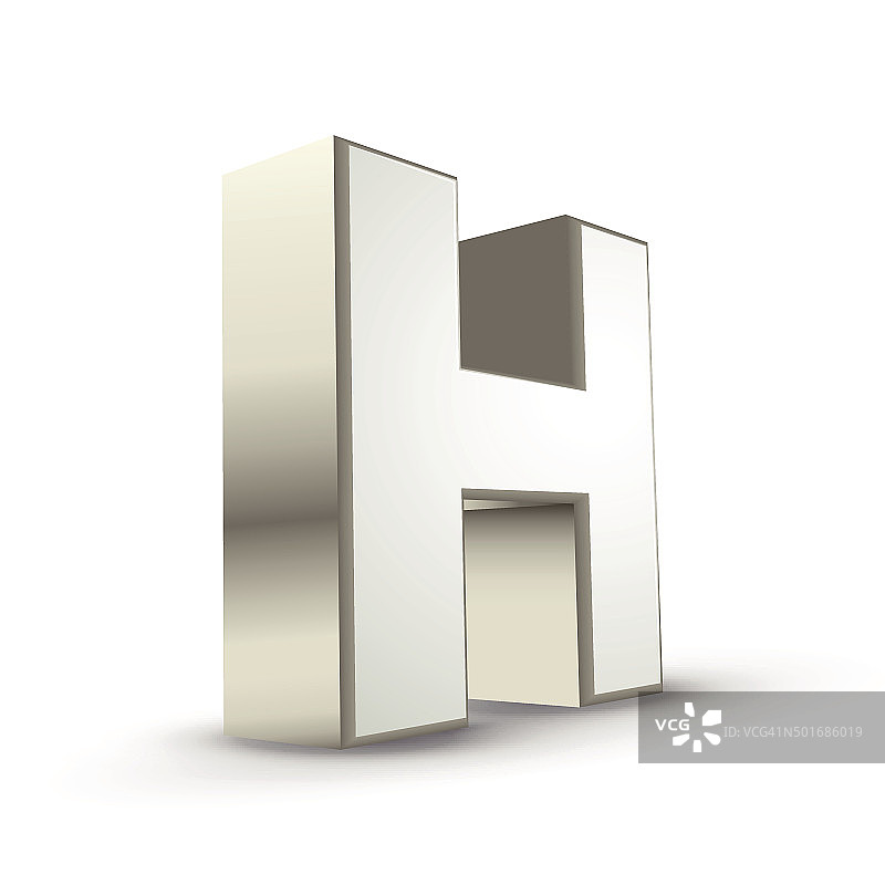 3d字母银H图片素材