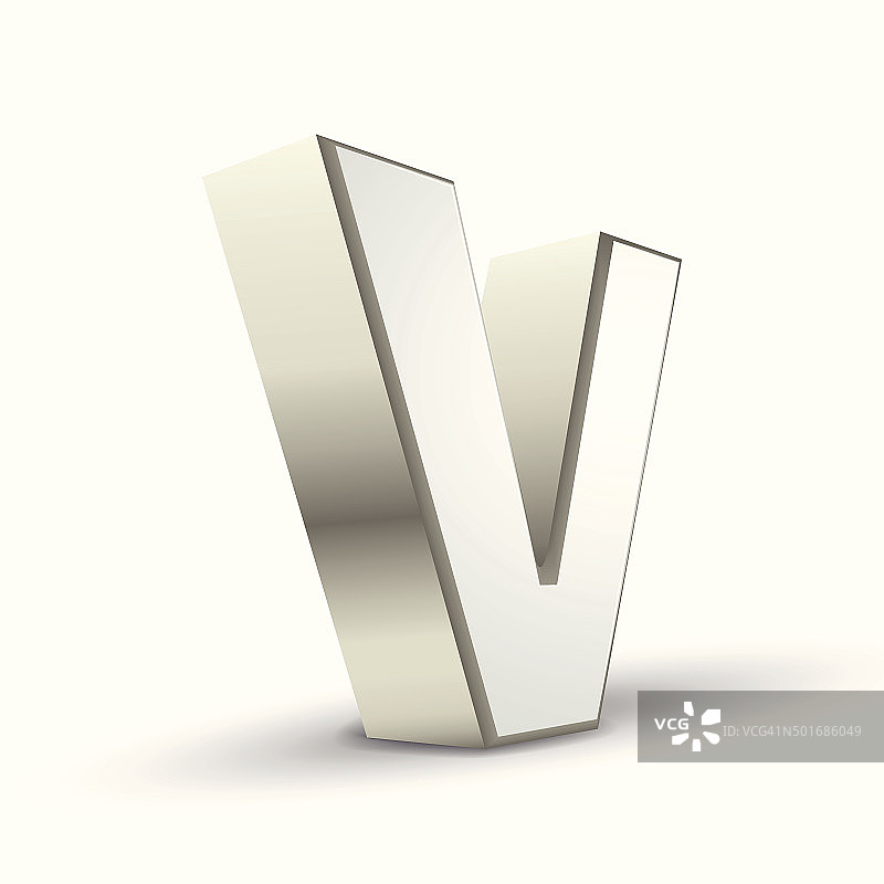 3d字母银V图片素材