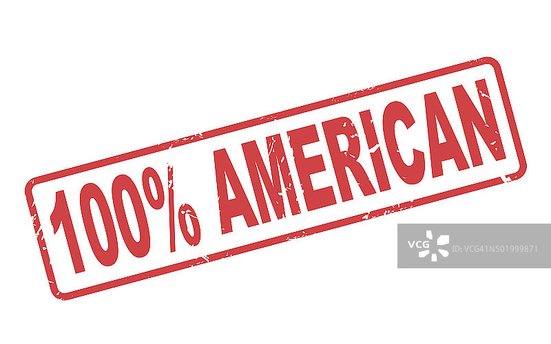 百分之百的美国邮票与红色文字在白色图片素材