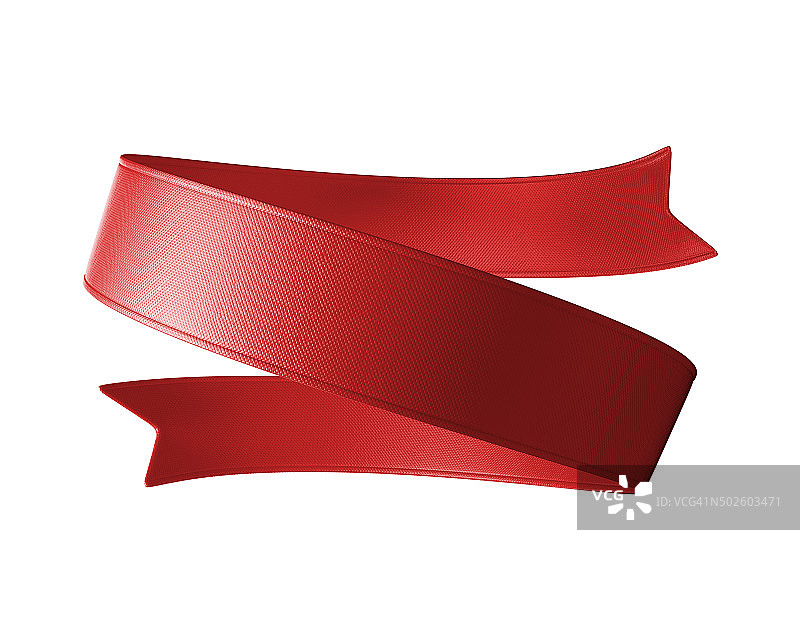3d红色节日丝带标签，孤立对象图片素材