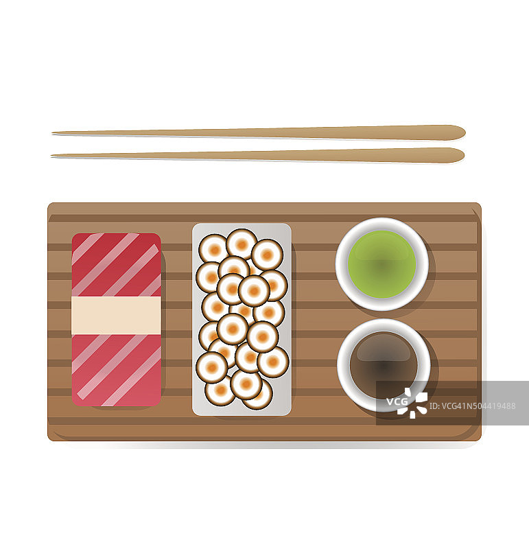 矢量寿司和卷设置孤立的白色背景图片素材