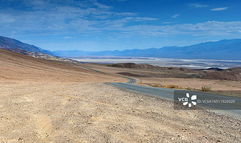 死亡谷山脉中的美国风景长公路图片素材