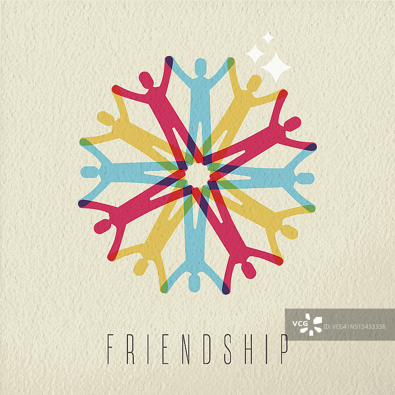 友谊理念多元化人的色彩设计图片素材