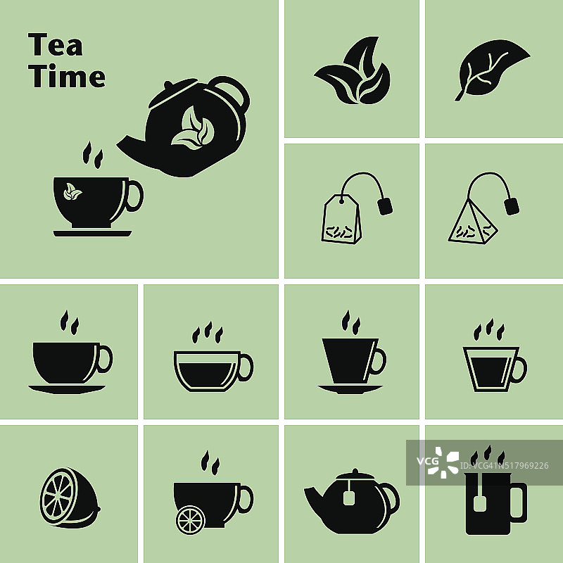 茶的图标。下午茶时间。茶杯。图片素材