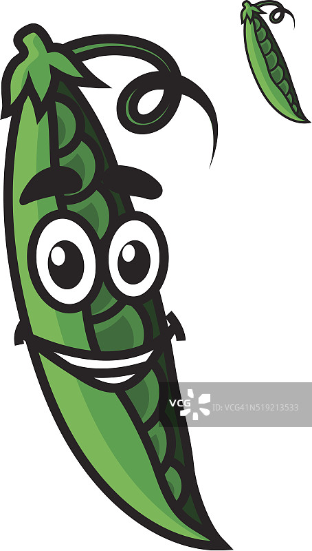 可爱的新鲜绿色豌豆蔬菜图片素材