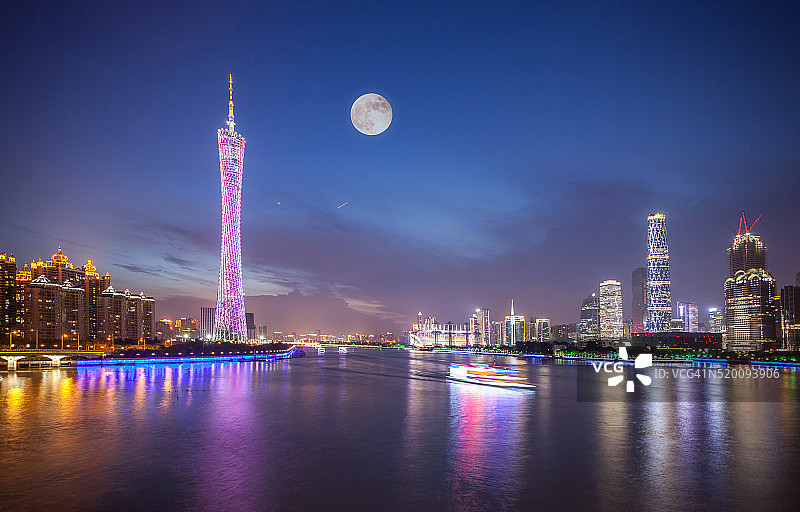 月夜中的广州CBD图片素材