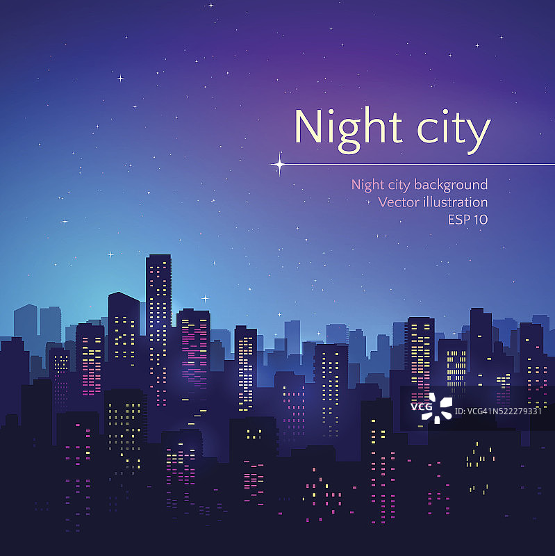 夜晚的城市。图片素材