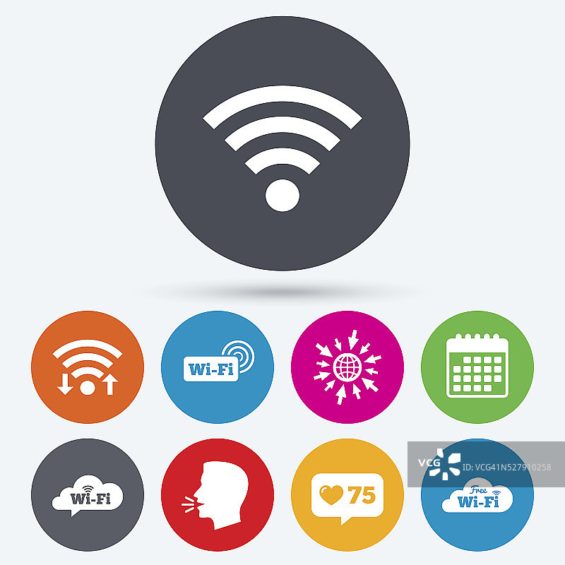 Wifi无线网络图标。wi - fi讲话泡沫图片素材