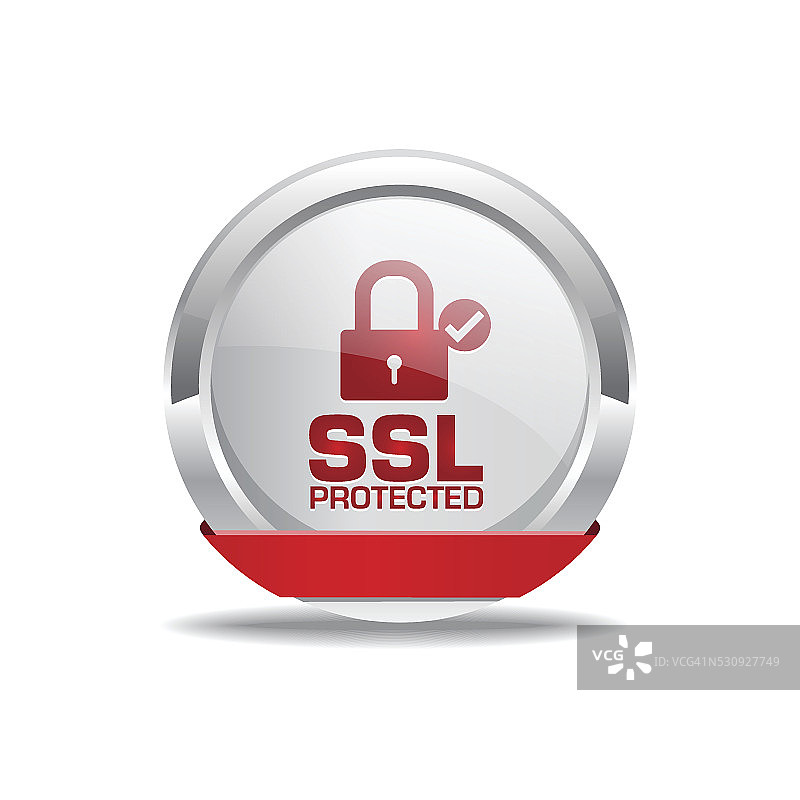 SSL保护红色矢量图标按钮图片素材