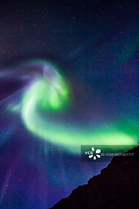 在冰岛的北极光在冬季星夜伟大的背景图片素材