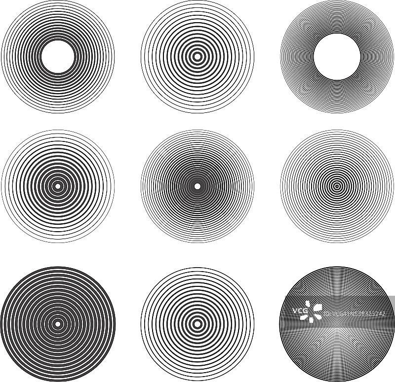 一组声波环抽象的图标。设计元素图片素材