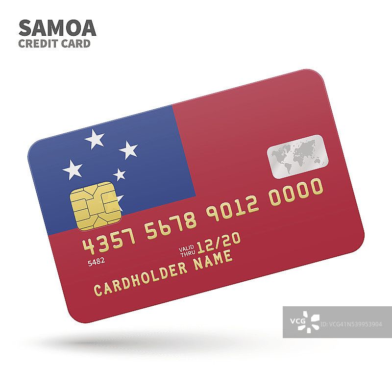 信用卡与萨摩亚国旗背景的银行，介绍和图片素材
