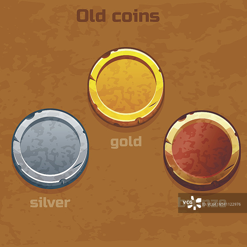 金、银、铜的古钱币图片素材